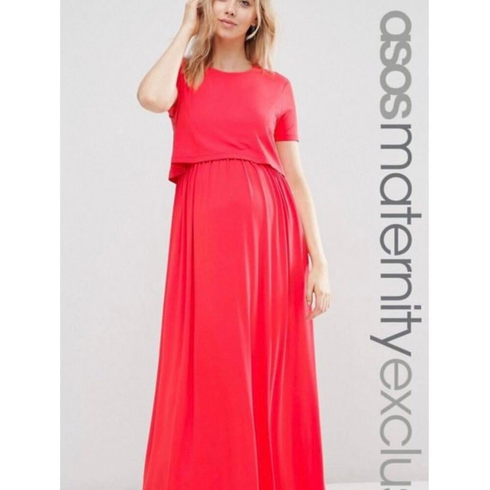 Asos maternity nursing maxi dress coral , Size 4